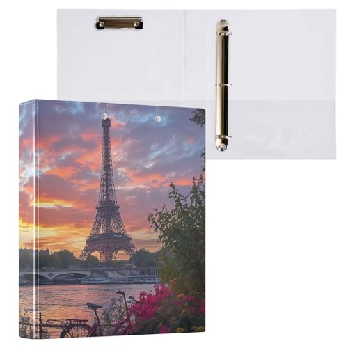 Sunset Eiffelturm Klemmbrett 3-Ringbücher für 200 Blatt Aktenordner für Schule und Bürobedarf, 2 Stück Sunset Eiffelturm Klemmbrett 3-Ringbücher für 200 Blatt Aktenordner für Schule und Bürobedarf, 2 Stück von ODAWA
