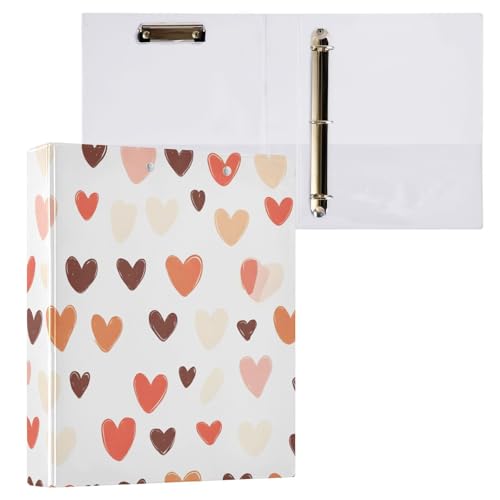 Sweet Hearts Klemmbrett mit 3 runden Ringen, für Schule und Büro, Beige, 1 Stück von ODAWA