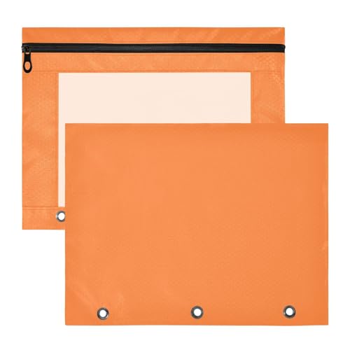 Tropical Orange Große Kapazität Bindertaschen für 3-Ringbuch, Klarsichtfenster, Federmäppchen für Ordner, 2 Stück von ODAWA