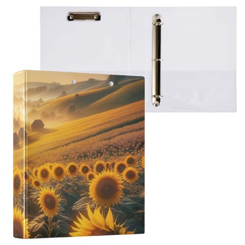 Ukraine Klemmbrett mit 3 Ringen, Sonnenblumen-Motiv, Briefgröße, Papierordner für Bürobedarf, 1 Stück von ODAWA