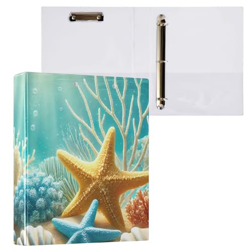 Underwater Coral Seestern Blue Binder Klemmbrett Runde 3-Ringbücher 2,5 cm runde Ringe Binder Organizer, 1 Packung Underwater Coral Seestern Blue Binder Klemmbrett Runde 3-Ringbücher 2,5 cm runde Ringe Binder Organizer, 1 Packung von ODAWA