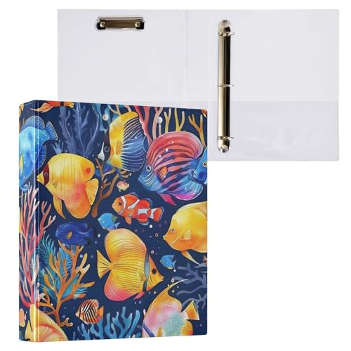 Vibrant Korallen Fisch Klemmbrett Ordner rund 3-Ring-Ordner Aktenordner für Bürobedarf, 1 Packung Vibrant Korallen Fisch Klemmbrett Ordner rund 3-Ring-Ordner Aktenordner für Bürobedarf, 1 Packung von ODAWA
