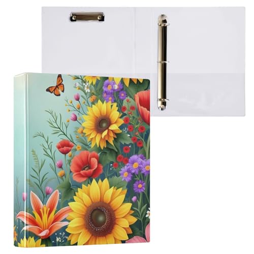 Vintage Sonnenblumen-Klemmbrett mit 3 Ringbüchern mit Klemmbrett, Aktenordner für Schule und Büro, 2 Stück Vintage Sonnenblumen-Klemmbrett mit 3 Ringbüchern mit Klemmbrett, Aktenordner für Schule und Büro, 2 Stück von ODAWA