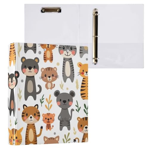 Wild Animal Friends Klemmbrettbinder mit drei Ringen, Ordner mit Profil, Klemmbrett, Aktenordner für Bürobedarf, Beige, 2 Stück Wild Animal Friends Klemmbrettbinder mit drei Ringen, Ordner mit Profil, Klemmbrett, Aktenordner für Bürobedarf, Beige, 2 Stück von ODAWA