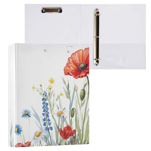 Wildflower weißes Klemmbrett mit 3 Ringen, Aktenordner für Schule und Bürobedarf, 1 Packung von ODAWA