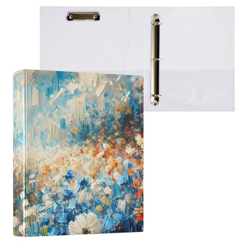 Wildflowers Meadow Blue Binder Klemmbrett Runde 3-Ringbücher Aktenordner für Bürobedarf, 1 Packung von ODAWA