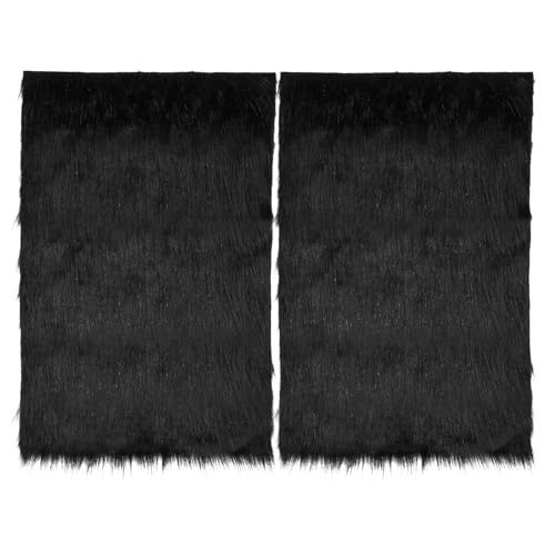 2 Stück Kunstfell Schwarz 60x40cm,Fell zum Basteln Kunstfell Plüchstoff Fellimitat,Kunstfell zum Basteln,Quadratisch Kunstfell Schwarz gilt für Kissen Stuhlbezug Kamera Matte Zwergenkostüm Plüschstoff von ODDerZZii