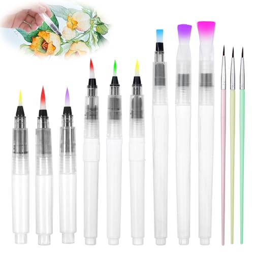 9 Stück Wassertankpinsel Aquarell and 3 Stück Aquarell Pinsel, Pinsel mit Wassertank, Wasserpinsel, Watercolor Brush, Wasserstift, Pinselset Schule 9 Stück Wassertankpinsel Aquarell and 3 Stück Aquarell Pinsel, Pinsel mit Wassertank, Wasserpinsel, Watercolor Brush, Wasserstift, Pinselset Schule von ODDerZZii