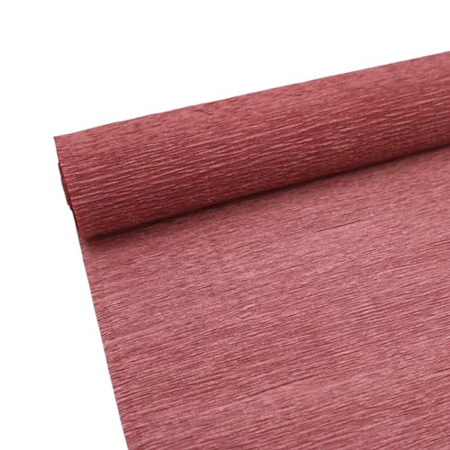 Krepppapierrolle zur Herstellung von Blumen, 70g Premium weißes grünes pinkes Krepppapier, Streamer, 25 cm Breite, 2,5 m Länge rostrot von ODETOJOY