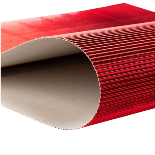 Metallische Perlglanz-Wellpappbögen für 3D-Handwerk und Klassenzimmer-Projekte, schimmerndes Kunstpapier, 24 x 70 cm, 2 Stück, reißfest (rot) von ODETOJOY