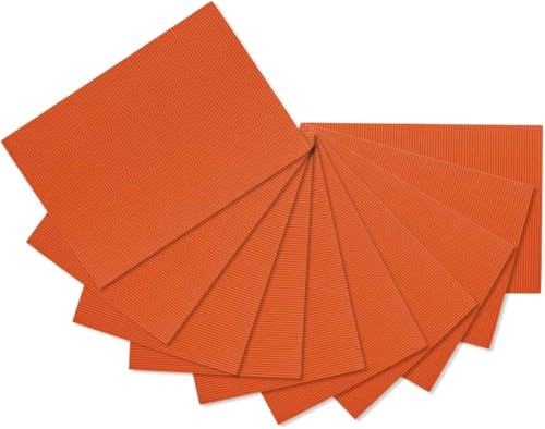 ODETOJOY | 10 Stück Wellkartonplatten Orange, 21 x 30 cm (A4 ähnlich), 3-Lagig, für DIY Handwerk, Kartonmodellbau, Schulkurse, umweltfreundlich recycelbar von ODETOJOY