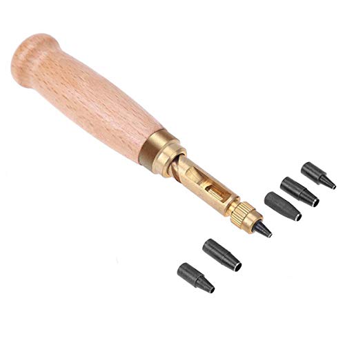 ODETOJOY Lochschraube Locher Set Holzgriff Mit 1,5 mm-4 mm Locher Handgepresstes Leder Craft DIY Werkzeug zum Nähen von Ledergürtelband von ODETOJOY