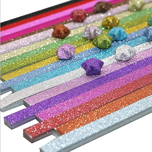 ODETOJOY Origami Papier Sterne Streifen Papierstreifen Package Glitzer Origami Sterne Papierstreifen Crafts Bling Shiny Glänzend zusammenklappbar Lucky Strip 18 Farben, 360 Blatt von ODETOJOY