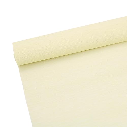 Premium-Krepppapierrolle für Blumenherstellung, weißes, grünes und rosa Krepppapier, Streamer, 70g, 25cm Breite, 2,5m Länge Beige, Hellgelb Premium-Krepppapierrolle für Blumenherstellung, weißes, grünes und rosa Krepppapier, Streamer, 70g, 25cm Breite, 2,5m Länge Beige, Hellgelb von ODETOJOY