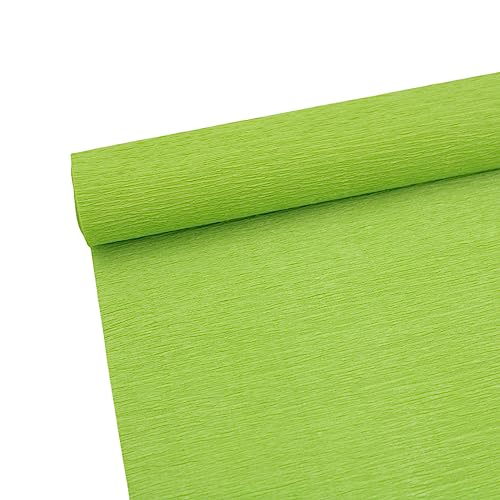 Premium-Krepppapierrolle für Blumenherstellung, weißes, grünes und rosa Krepppapier Streamer 70g, 25cm Breite, 2,5m Länge Grasgrün von ODETOJOY