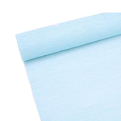 Premium-Krepppapierrolle für Blumenherstellung, weißes, grünes und rosa Krepppapier Streamer 70g, 25cm Breite, 2,5m Länge Hellblau von ODETOJOY