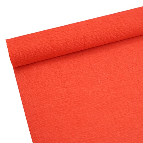 Premium-Krepppapierrolle für Blumenherstellung, weißes, grünes und rosa Krepppapier Streamer 70g, 25cm Breite, 2,5m Länge Mandarine von ODETOJOY