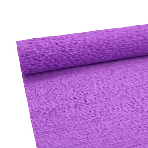 Premium-Krepppapierrolle für Blumenherstellung, weißes, grünes und rosa Krepppapier Streamer 70g, 25cm Breite, 2,5m Länge Violett von ODETOJOY