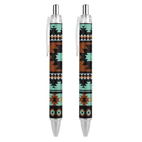 ODHHGDF Druckkugelschreiber, 0,5 mm, Schreibstifte mit komfortablem Griff, geometrische ethnische Stammes-, Navajo-Azteken-Kugelschreiber, schwarze Tinte, Büro-Schreibtischzubehör, 2 Stück ODHHGDF Druckkugelschreiber, 0,5 mm, Schreibstifte mit komfortablem Griff, geometrische ethnische Stammes-, Navajo-Azteken-Kugelschreiber, schwarze Tinte, Büro-Schreibtischzubehör, 2 Stück von ODHHGDF
