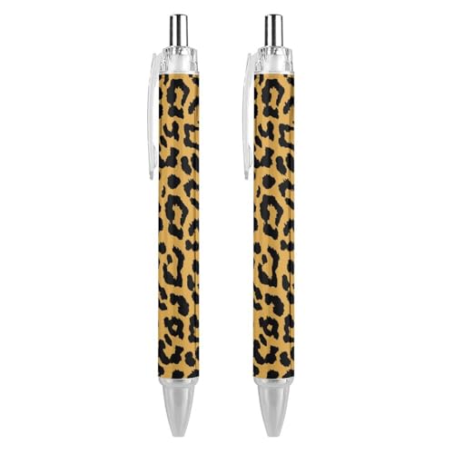 ODHHGDF Kugelschreiber, schwarze Tinte, einziehbarer Stift, Wildtiere, Gepardenmuster, gelber Schreibstift, 0,5 mm, Kugelschreiber, Geschenkstifte für Büroangestellte, Lehrer, 2 Stück ODHHGDF Kugelschreiber, schwarze Tinte, einziehbarer Stift, Wildtiere, Gepardenmuster, gelber Schreibstift, 0,5 mm, Kugelschreiber, Geschenkstifte für Büroangestellte, Lehrer, 2 Stück von ODHHGDF