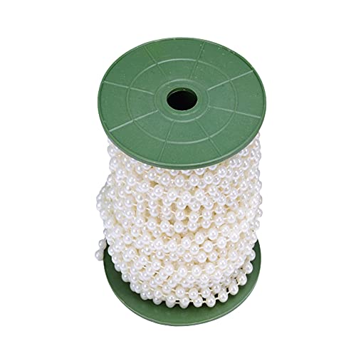 Herbests 25M Perlengirlande Perlenkette Deko Perlenband für Hochzeits Partydeko Geburtstag Taufe Weihnachten Tischdeko Künstliche Perlen Girlande für DIY Handwerk Braut Haarschmuck,Beige von ODIPPO