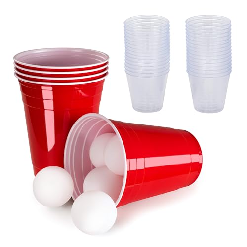 Beer Pong Partyspiele, ultimatives Set, inklusive roten Partybechern, Tischtennisbällen und Schnapsgläsern, perfekt für Junggesellinnenabschiede, Geburtstage und Studenten, 50 x 340 ml Becher, 10 x Beer Pong Partyspiele, ultimatives Set, inklusive roten Partybechern, Tischtennisbällen und Schnapsgläsern, perfekt für Junggesellinnenabschiede, Geburtstage und Studenten, 50 x 340 ml Becher, 10 x von ODN Gift Supplies