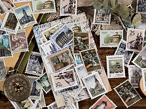 276 stk Vintage Aufkleber Stempel Scrapbooking Aufkleber für Scrapbook Kalender Notizbuch Tagebuch Fotoalbum DIY Dekoration, 4 * 3cm, Schmetterling, Stadt, Malerei, Blumen, Tier, Stern von ODOOKON