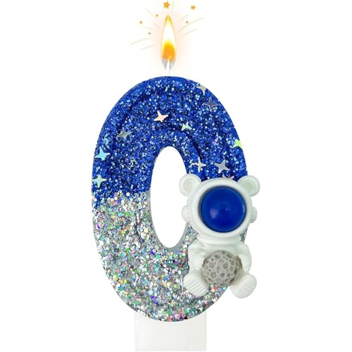 Geburtstagskerzen, Kerzen für Kuchen, Glitzer Geburtstagskerzen Kuchen Kerzen Topper für Mädchen Baby Geburtstag Party Jubiläum Geburtstagsfeier (Astronaut, 0) von ODOOKON
