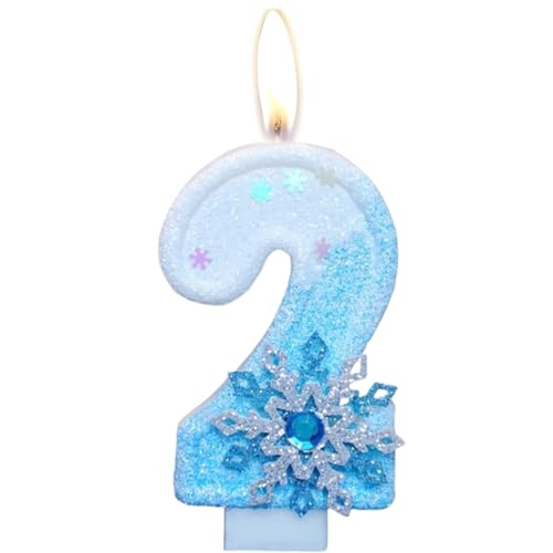 Geburtstagskerzen, Kerzen für Kuchen, Glitzer Geburtstagskerzen Kuchen Kerzen Topper für Mädchen Baby Geburtstag Party Jubiläum Geburtstagsfeier (Schneeflocke, 2) von ODOOKON