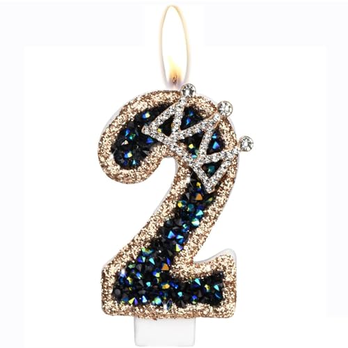 Geburtstagskerzen, Kerzen für Kuchen, Glitzer Geburtstagskerzen Kuchen Kerzen Topper für Mädchen Baby Geburtstag Party Jubiläum Geburtstagsfeier (Schwarze Diamanten, 2) von ODOOKON