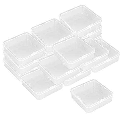 ODOOKON 16 Stück Clear Kunststoffperlen Jewelry Organizer Box, Kunststoff, Aufbewahrungsbehälter mit Deckel für kleine Gegenstände und andere Bastelprojekte, 9,4 cm * 9,4 cm * 2,5 cm von ODOOKON