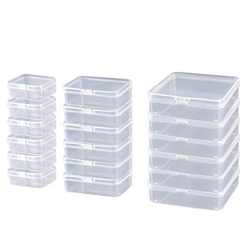 ODOOKON 18 Stück Clear Kunststoffperlen Jewelry Organizer Box, gemischte Größen, Square & rechteckig, Kunststoff, Aufbewahrungsbehälter mit Deckel für kleine Gegenstände und andere Bastelprojekte ODOOKON 18 Stück Clear Kunststoffperlen Jewelry Organizer Box, gemischte Größen, Square & rechteckig, Kunststoff, Aufbewahrungsbehälter mit Deckel für kleine Gegenstände und andere Bastelprojekte von ODOOKON