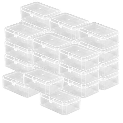 ODOOKON 24 Stück Clear Kunststoffperlen Jewelry Organizer Box, 6,5 cm * 4,5 cm * 2,4 cm, Kunststoff, Aufbewahrungsbehälter mit Deckel für kleine Gegenstände und andere Bastelprojekte von ODOOKON