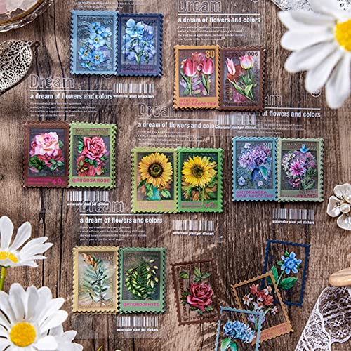 Pack of 160 PET Transparent Stamps Decorative Stickers, Flowers Scrapbook Sticker Set, 4 Flower Motifs, Plant Stickers for Arts, Crafts, Bulletmarks, Laptops, Scrapbook Calendar (Style 02) von ODOOKON