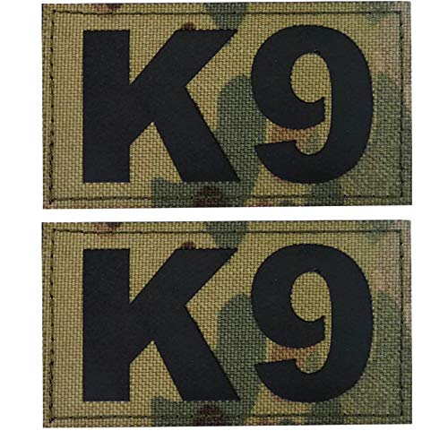 Infrarot Reflektierender K9 Hunde-Patch, IR Military Tactical Moral Armband Abzeichen Aufkleber Geschenk Emblem Applikationen mit Klettverschluss Befestigen Sie Aufnäher Multicam, 2 Stück, 8.9x4.9 cm von ODSP