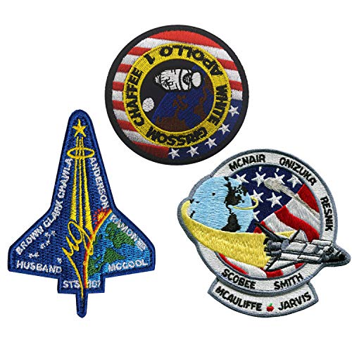 Offizielles NASA Space Program Fallen Heroes Patch-Set Apollo Shuttle, Apollo 1 Sts-51l Challenger Sts-107 Columbia mit Klettverschluss und Schlaufenrückseite von ODSP