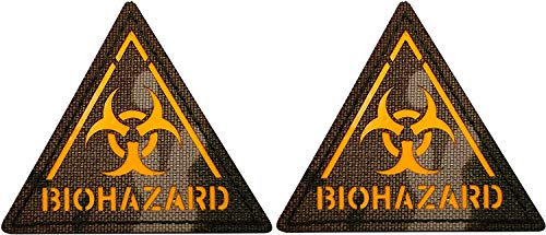 2 Stück Glow Dark Biohazard Patch Zombie Outbreak Response Team Resident Evil Danger Radiation Military Moral Tactical Patches Badges Applikationen mit Klettverschluss Rückseite (gelb) von ODSS