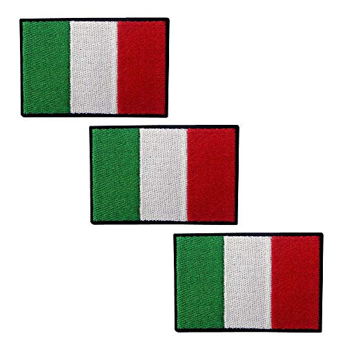 3 Pack Italien Flagge Patch Gesticktes Eisen auf Aufnähen Patch - Emblem Taktische Militärmoral Lustige Patches Abzeichen Applikationen mit Haken und Schlaufenrücken von ODSS