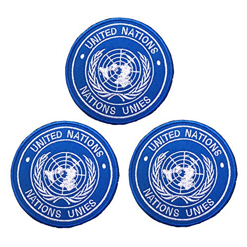 3 pack United Nations UN Flag Patch Embroidered Iron On Sew On Patch - Emblem Tactical Military Morale Funny Patches Badges Appliques with Fastener Hook and Loop Backing von ODSS