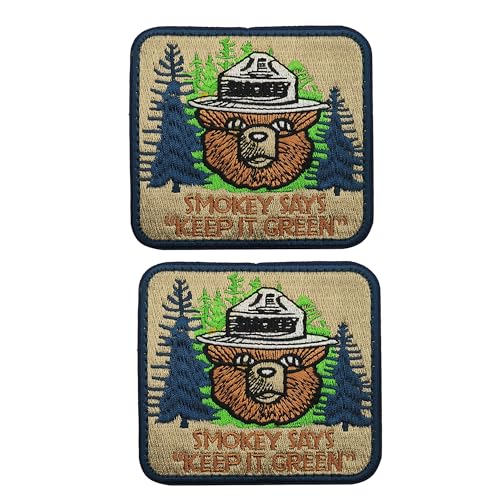 Aufnäher mit Aufschrift "Smokey the Bear Keep it Green", bestickt, Outdoor, Entdecker, Souvenir, Reisen, Urlaub, Vintage, Naturapplikation mit Klettverschluss auf der Rückseite für Rucksäcke, Jacken, Aufnäher mit Aufschrift "Smokey the Bear Keep it Green", bestickt, Outdoor, Entdecker, Souvenir, Reisen, Urlaub, Vintage, Naturapplikation mit Klettverschluss auf der Rückseite für Rucksäcke, Jacken, von ODSS