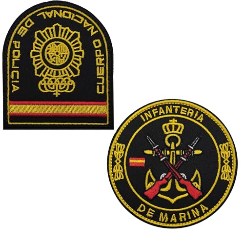 Aufnäher mit spanischer Marine-Infanterie, Militär, taktische Moral Patches, bestickter Stoff, Applikation, Patch, 8 cm, Hakenverschlüsse, Rückseite mit Schlaufe, 2 Stück, Schwarz/Gold Aufnäher mit spanischer Marine-Infanterie, Militär, taktische Moral Patches, bestickter Stoff, Applikation, Patch, 8 cm, Hakenverschlüsse, Rückseite mit Schlaufe, 2 Stück, Schwarz/Gold von ODSS