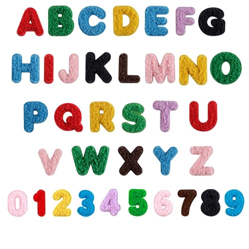 Aufnäher zum Aufbügeln, Buchstaben und Zahlen, 36 Buchstaben A-Z und 10 Zahlen 0–9, mehrfarbig bestickte Stoffapplikationen Aufnäher zum Aufbügeln, Buchstaben und Zahlen, 36 Buchstaben A-Z und 10 Zahlen 0–9, mehrfarbig bestickte Stoffapplikationen von ODSS
