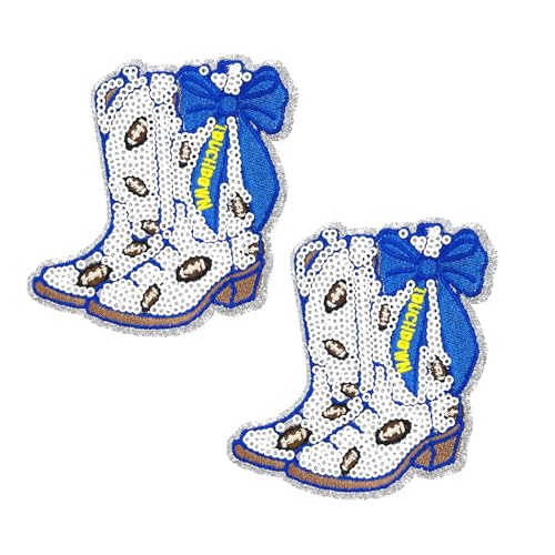 Aufnäher zum Aufbügeln, Motiv: Cowboystiefel, 9,4 x 8,9 cm, Western-Stil, mehrfarbiges Schleifen-Design, 5 Stück Aufnäher zum Aufbügeln, Motiv: Cowboystiefel, 9,4 x 8,9 cm, Western-Stil, mehrfarbiges Schleifen-Design, 5 Stück von ODSS