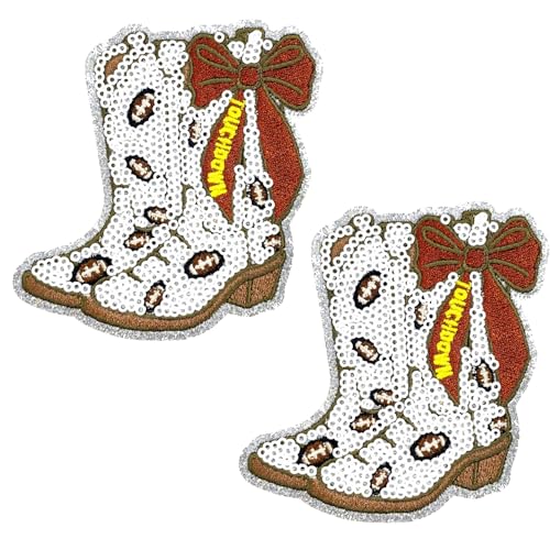 Aufnäher zum Aufbügeln, Motiv: Cowboystiefel, 9,4 x 8,9 cm, Western-Stil, mehrfarbiges Schleifen-Design, 5 Stück Aufnäher zum Aufbügeln, Motiv: Cowboystiefel, 9,4 x 8,9 cm, Western-Stil, mehrfarbiges Schleifen-Design, 5 Stück von ODSS
