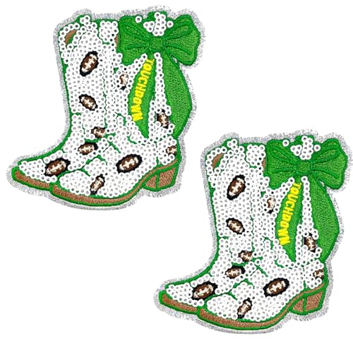 Aufnäher zum Aufbügeln, Motiv: Cowboystiefel, 9,4 x 8,9 cm, Western-Stil, mehrfarbiges Schleifen-Design, 5 Stück von ODSS
