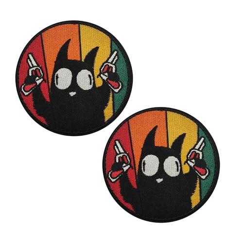 Bestickte Applikationen im Retro-Stil, Regenbogen-Katze, Befestigungshaken, Reparaturflicken, dekorative Applikation, Humor, lustig, Meme, Tier-Stickerei, taktische Abzeichen, 7,6 cm Bestickte Applikationen im Retro-Stil, Regenbogen-Katze, Befestigungshaken, Reparaturflicken, dekorative Applikation, Humor, lustig, Meme, Tier-Stickerei, taktische Abzeichen, 7,6 cm von ODSS