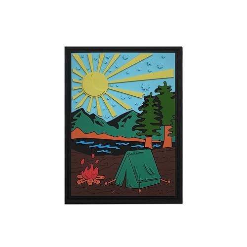 Camping-Szene, PVC-Moral-Patches, Camping bei Nacht im Freien, Abenteuer, dekorativer Reparaturflicken, Camping-Illustration, Camp-Leben, Nähapplikationen für Kleidung, Rucksäcke, 8,9 x 5,7 cm Camping-Szene, PVC-Moral-Patches, Camping bei Nacht im Freien, Abenteuer, dekorativer Reparaturflicken, Camping-Illustration, Camp-Leben, Nähapplikationen für Kleidung, Rucksäcke, 8,9 x 5,7 cm von ODSS