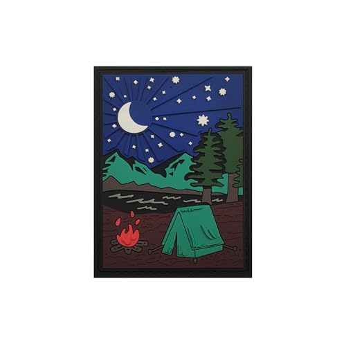 Camping-Szene, PVC-Moral-Patches, Camping bei Nacht im Freien, Abenteuer, dekorativer Reparaturflicken, Camping-Illustration, Camp-Leben, Nähapplikationen für Kleidung, Rucksäcke, 8,9 x 5,7 cm Camping-Szene, PVC-Moral-Patches, Camping bei Nacht im Freien, Abenteuer, dekorativer Reparaturflicken, Camping-Illustration, Camp-Leben, Nähapplikationen für Kleidung, Rucksäcke, 8,9 x 5,7 cm von ODSS