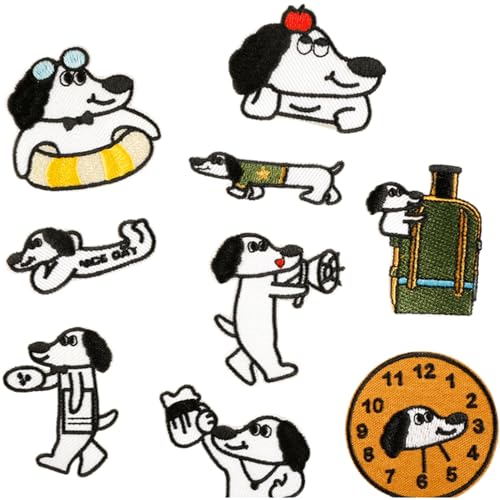 Cartoon Hund Tägliche Aktivitäten Bügelbilder Aufbügler Patches Gestickte Applikationen für Kleidung Taschen 9 Stück Cartoon Hund Tägliche Aktivitäten Bügelbilder Aufbügler Patches Gestickte Applikationen für Kleidung Taschen 9 Stück von ODSS