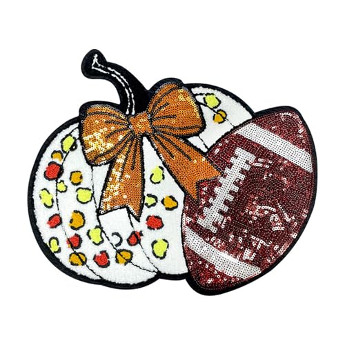 Dekorativer Pailletten-Pailletten-Fußball-Aufnäher, Herbst-Design, 23,1 x 27,7 cm von ODSS